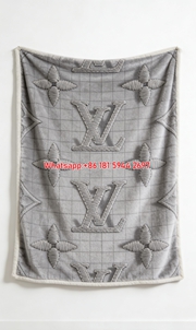 LV Grey Embossed Blanket LV Monogram Mesh Throw IMG_3256